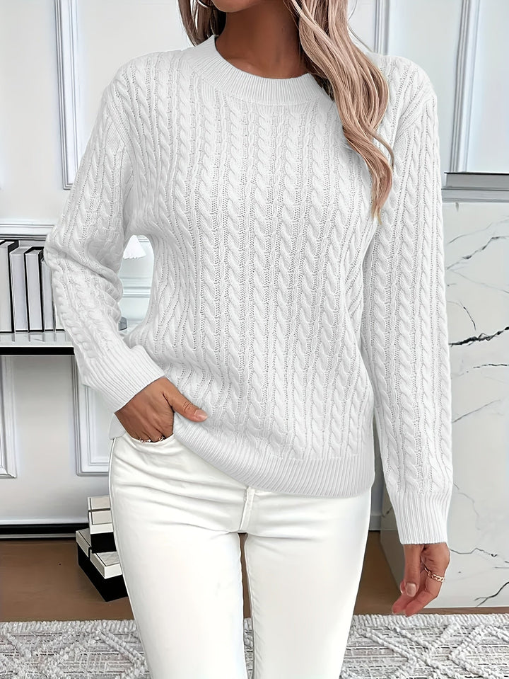 Cable Knit Sweater for Women - White