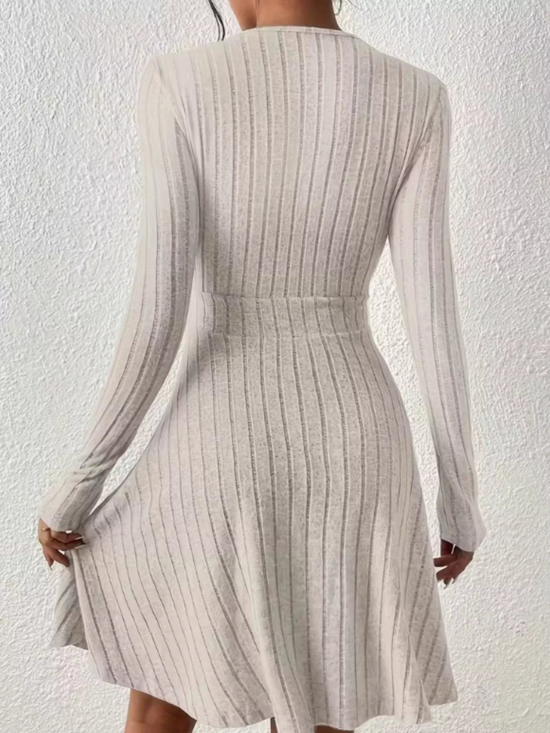 Ribbed Wrap Knit Mini Dress for Women - styled