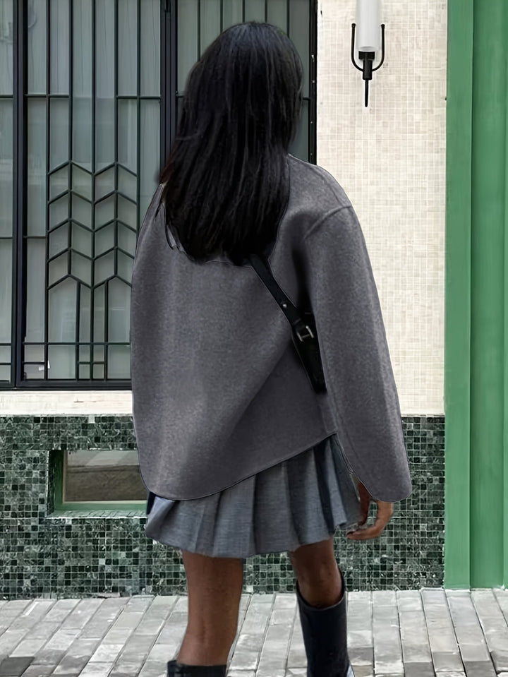 Wool Pea Coat for Women - Oversized Double Breasted Winter Coat