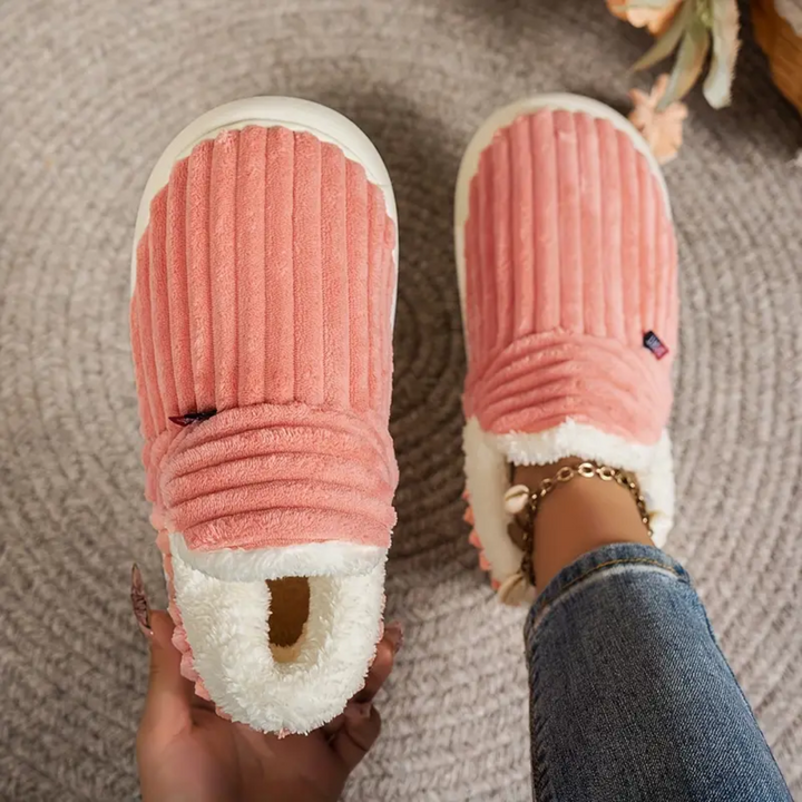Fleece Lined Slippers for Women Memory Foam Sole Non Slip