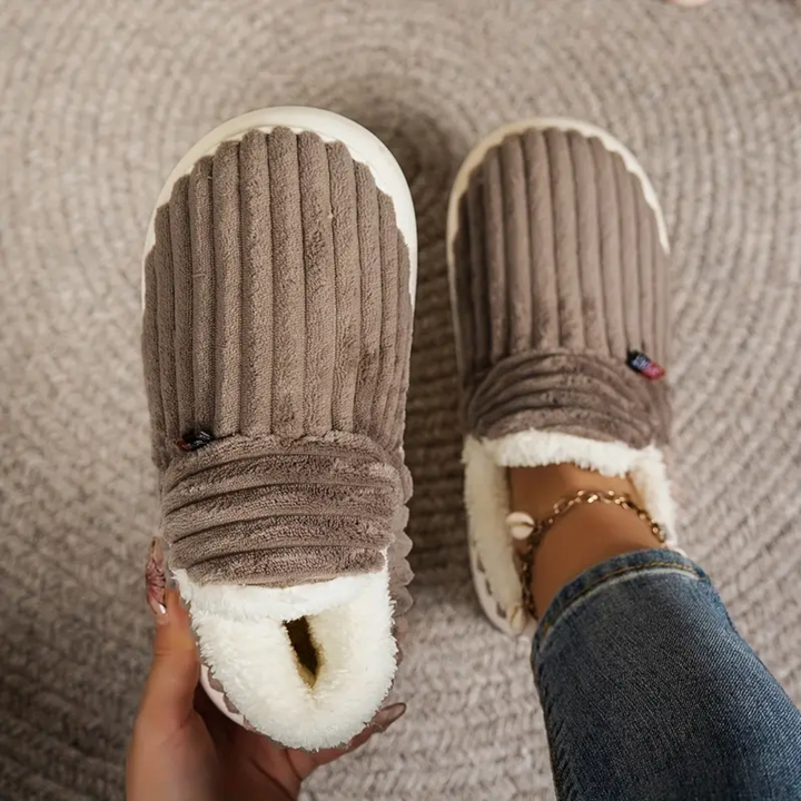 Fleece Lined Slippers for Women Memory Foam Sole Non Slip