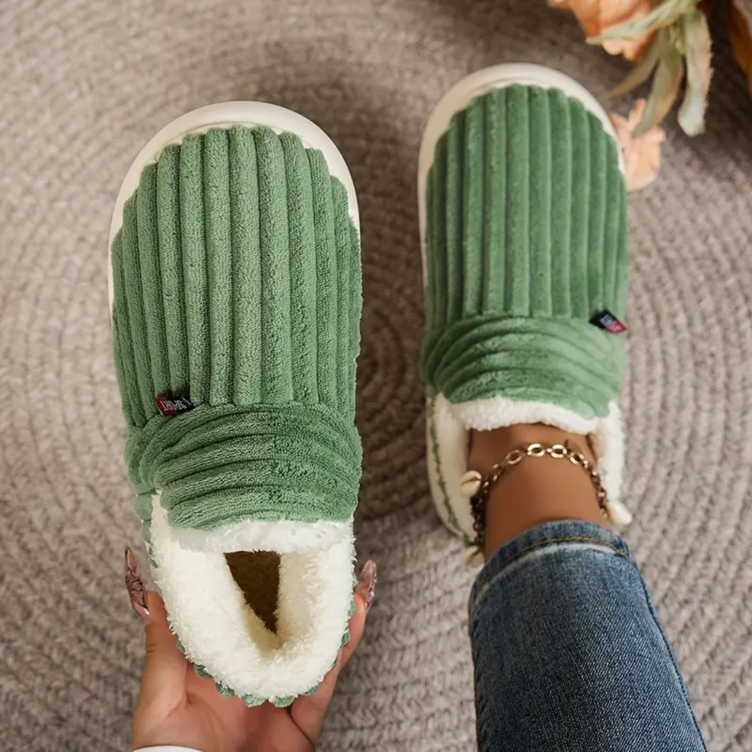Fleece Lined Slippers for Women Memory Foam Sole Non Slip