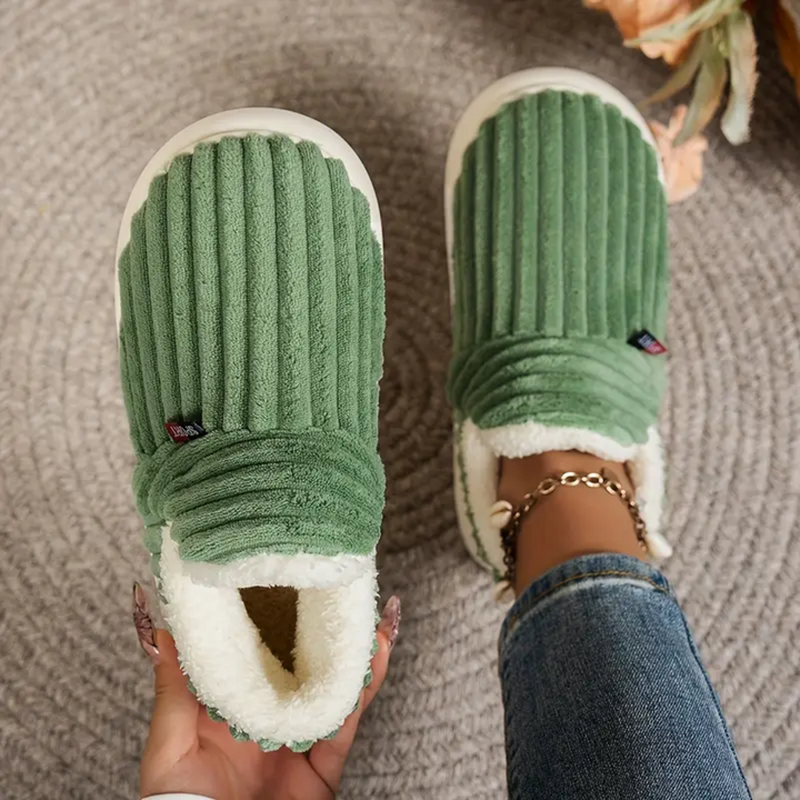 Fleece Lined Slippers for Women Memory Foam Sole Non Slip