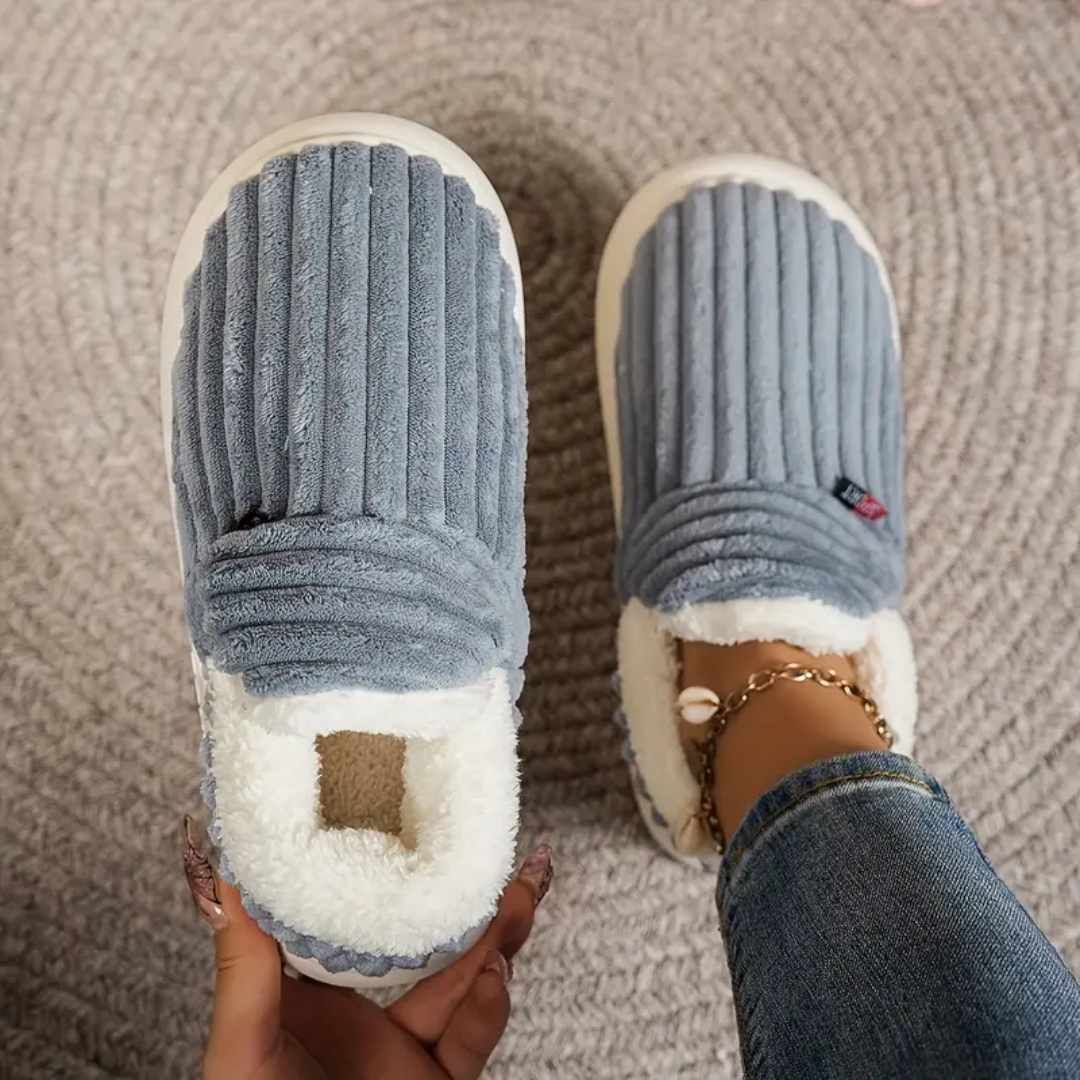 Fleece Lined Slippers for Women Memory Foam Sole Non Slip