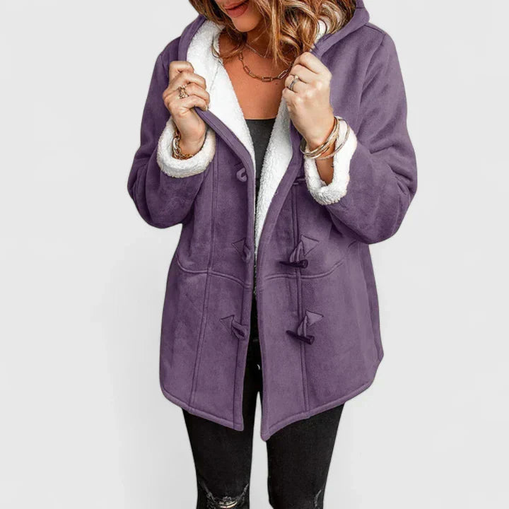 Hooded Toggle Coat for Women - Purple