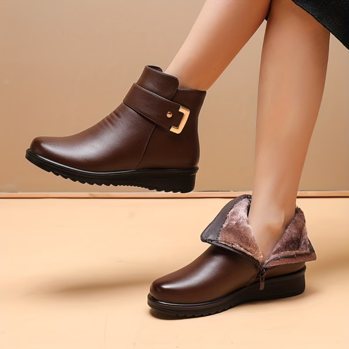 Winter Ankle Boots for Women Insulated Lining Cushioned Footbed Slip On
