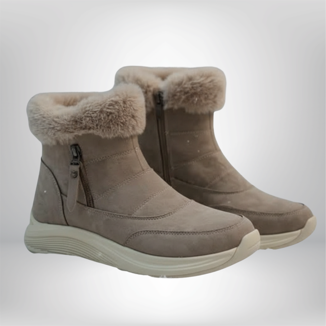 Faux Fur Lined Winter Ankle Boots for Women Side Zipper Wide Toe Box