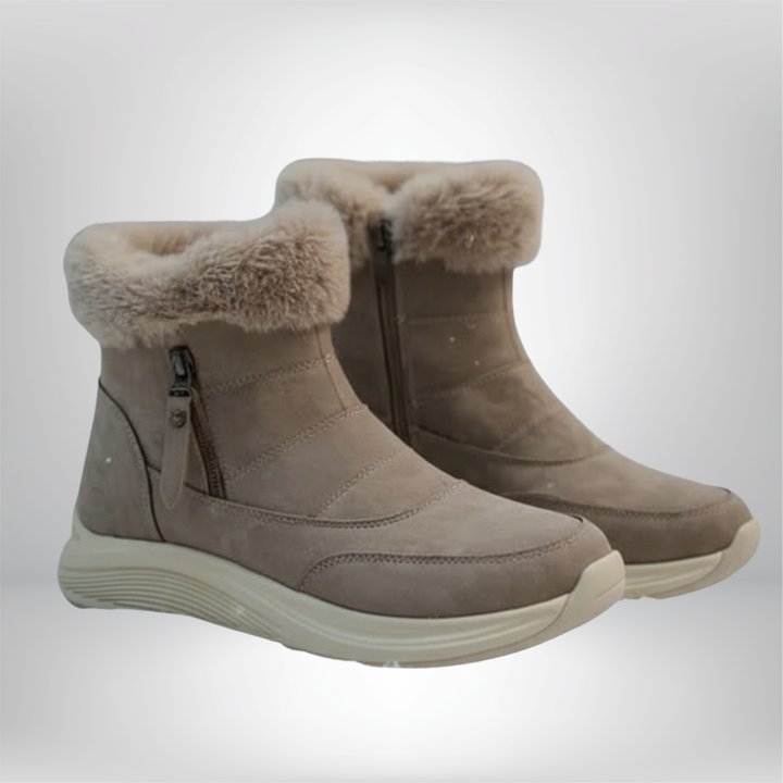 Faux Fur Lined Winter Ankle Boots for Women Side Zipper Wide Toe Box