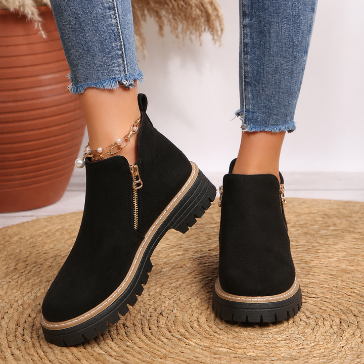 Comfort Ankle Boots for Women Side Zipper Cushioned Sole