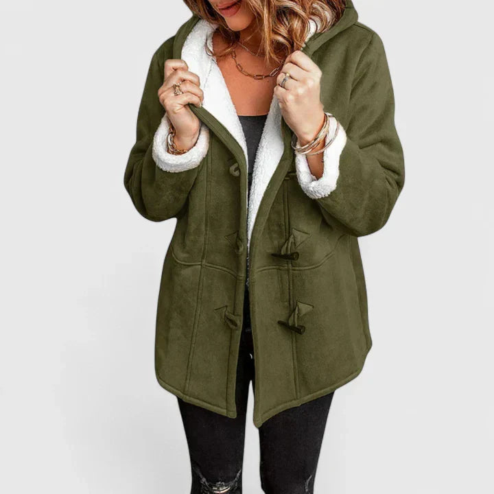 Hooded Toggle Coat for Women - Army Green