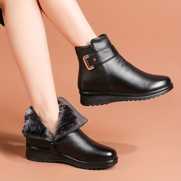 Winter Ankle Boots for Women Insulated Lining Cushioned Footbed Slip On