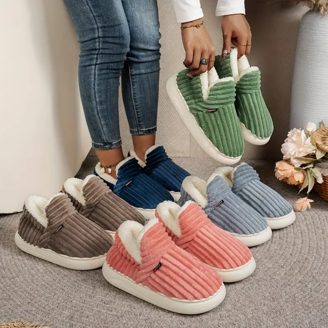 Fleece Lined Slippers for Women Memory Foam Sole Non Slip