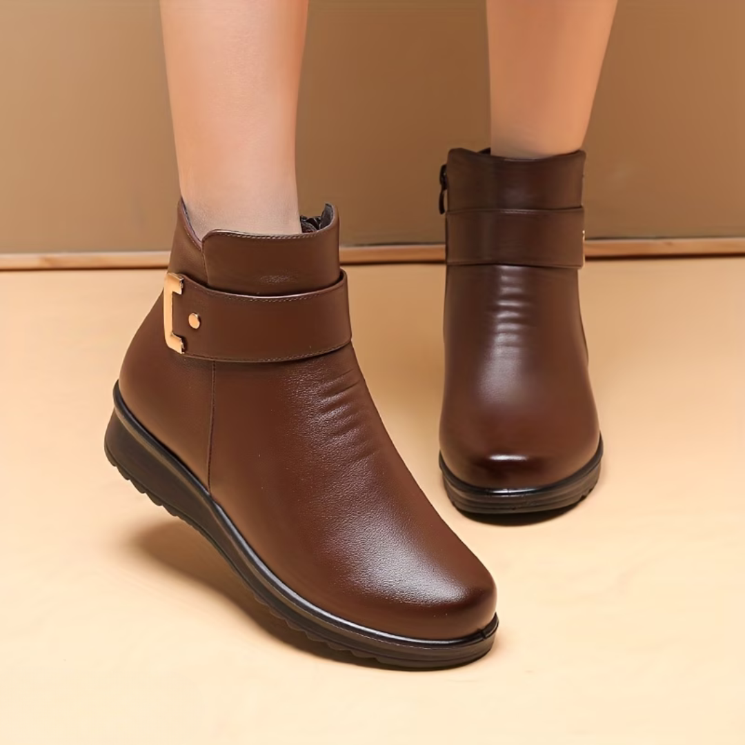 Winter Ankle Boots for Women Insulated Lining Cushioned Footbed Slip On