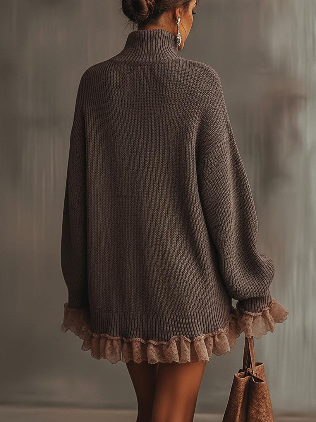 Elegant High-Neck Sweater Dress for Women - styled