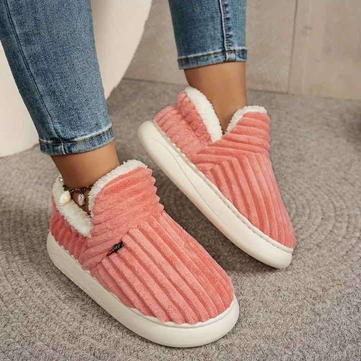 Fleece Lined Slippers for Women Memory Foam Sole Non Slip