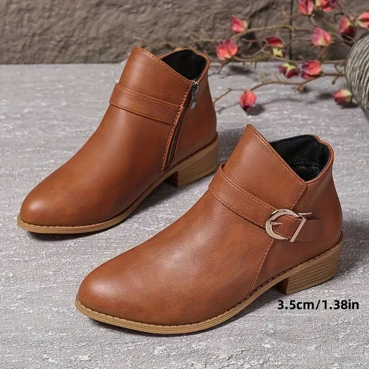 Ankle Boots for Women Low Block Heel Zipper Closure