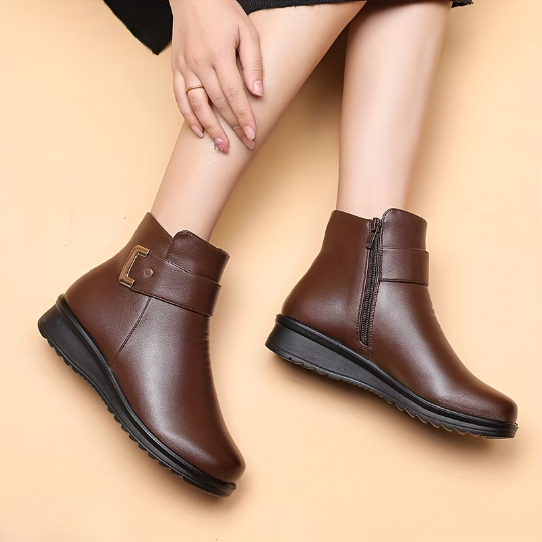 Winter Ankle Boots for Women Insulated Lining Cushioned Footbed Slip On