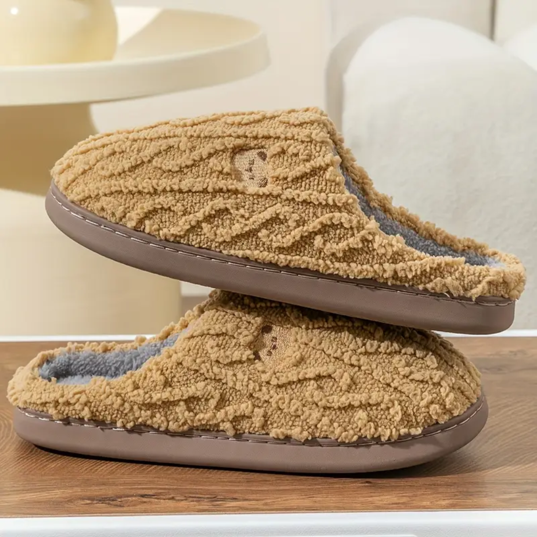 Bear Print Sherpa Slippers for Women Non Slip Cushioned Sole