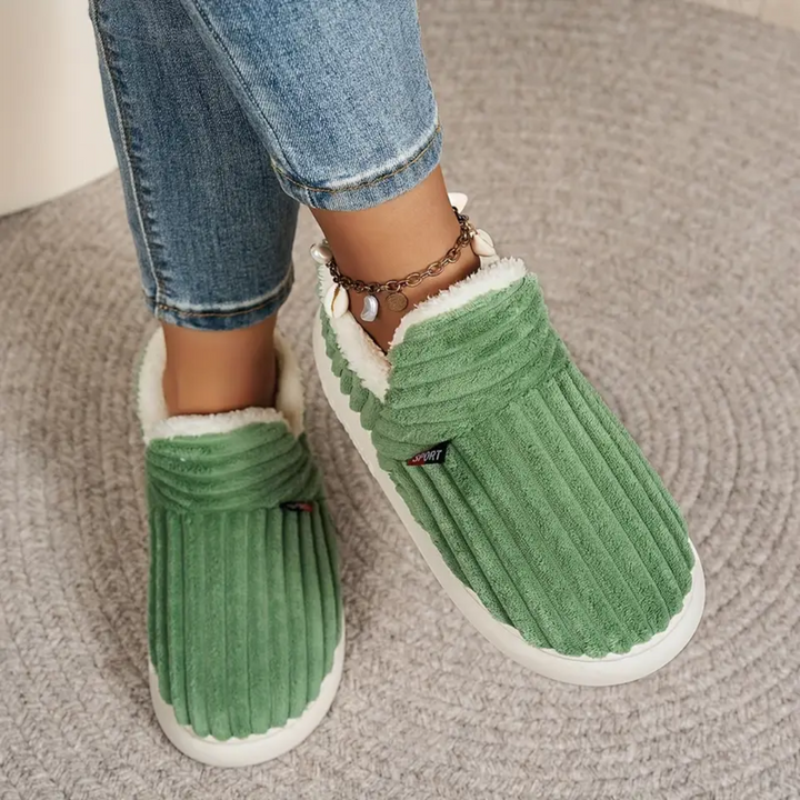 Fleece Lined Slippers for Women Memory Foam Sole Non Slip