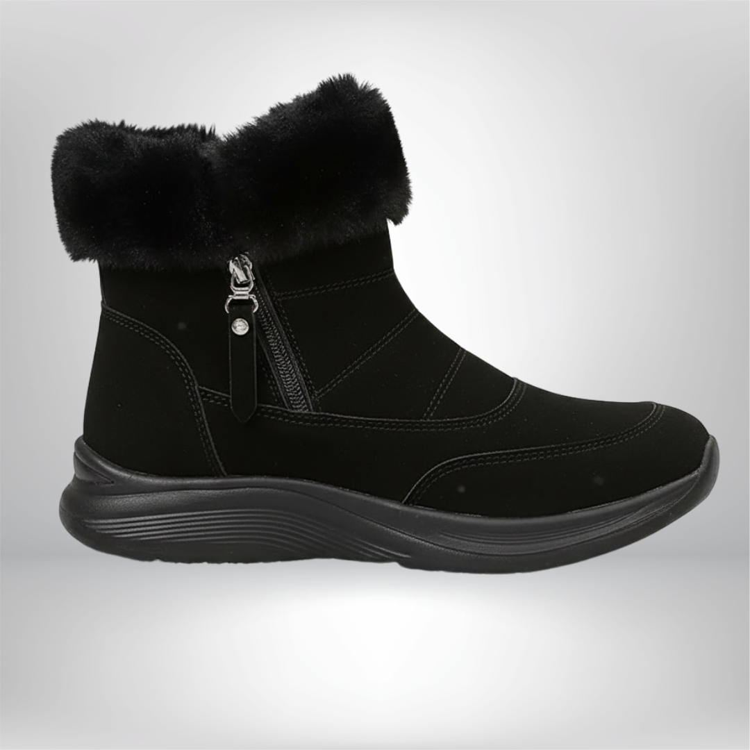 Faux Fur Lined Winter Ankle Boots for Women Side Zipper Wide Toe Box