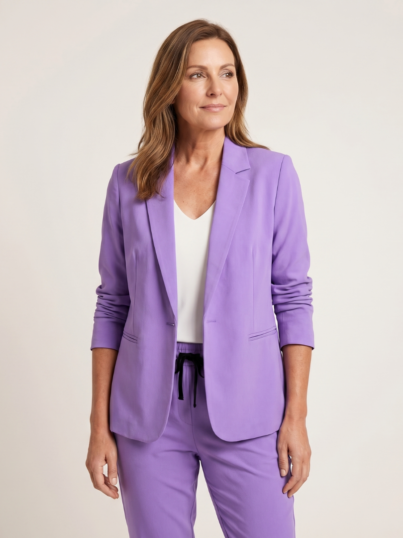 Notch Collar Tailored Suit for Women - Purple