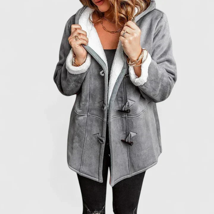 Hooded Toggle Coat for Women - Gray