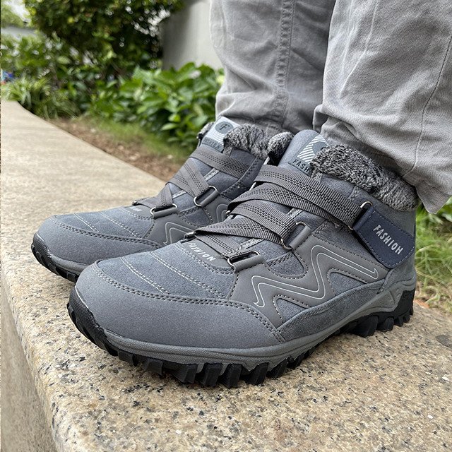 Leather Ankle Boots for Women - Grey