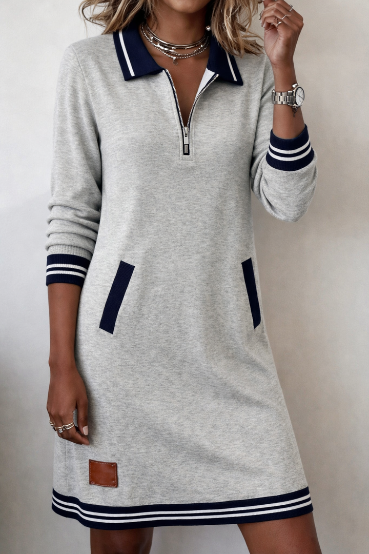 Zip Collar Sweater Dress for Women - styled