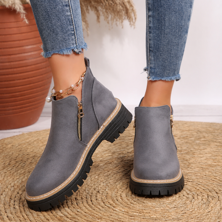 Comfort Ankle Boots for Women Side Zipper Cushioned Sole