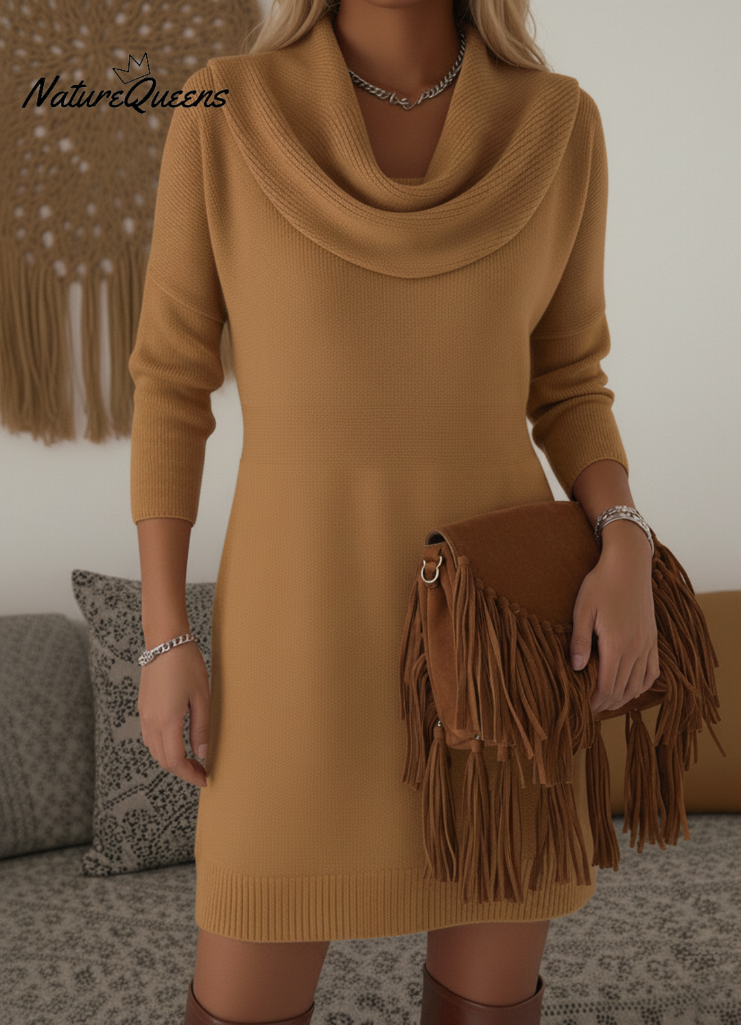 Soft knit sweater dress for women