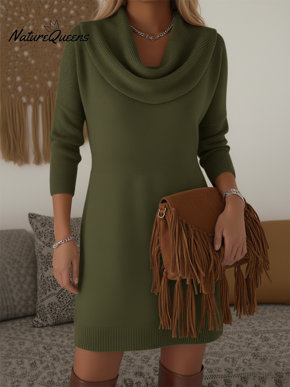 Soft knit sweater dress for women