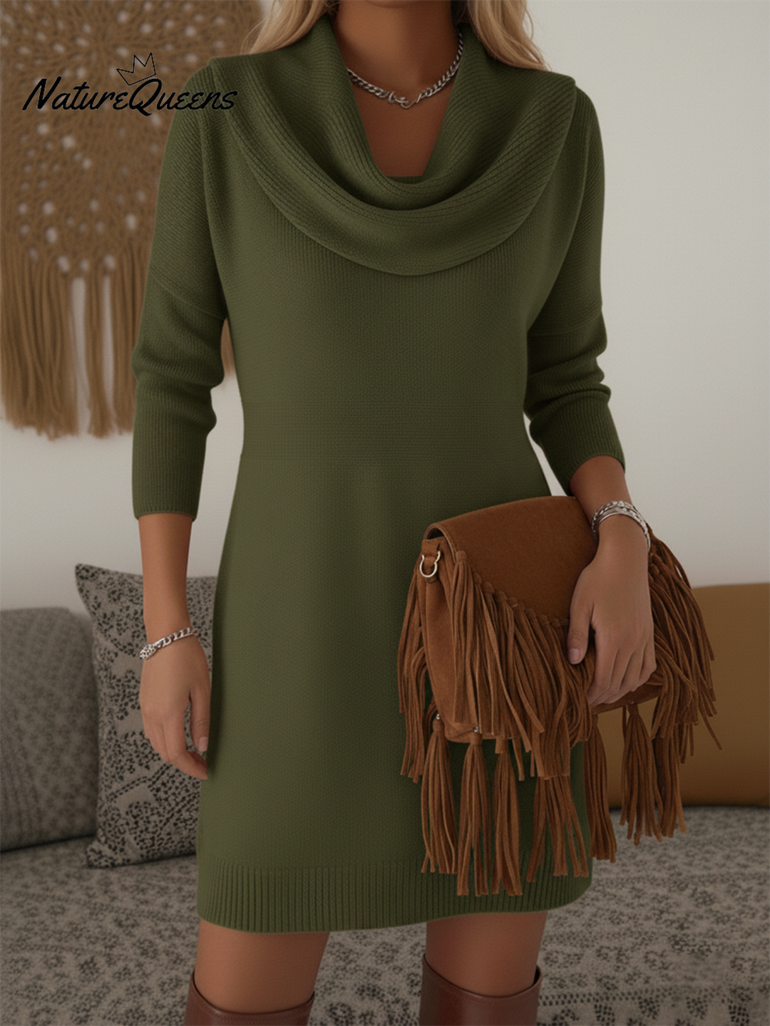 Soft knit sweater dress for women
