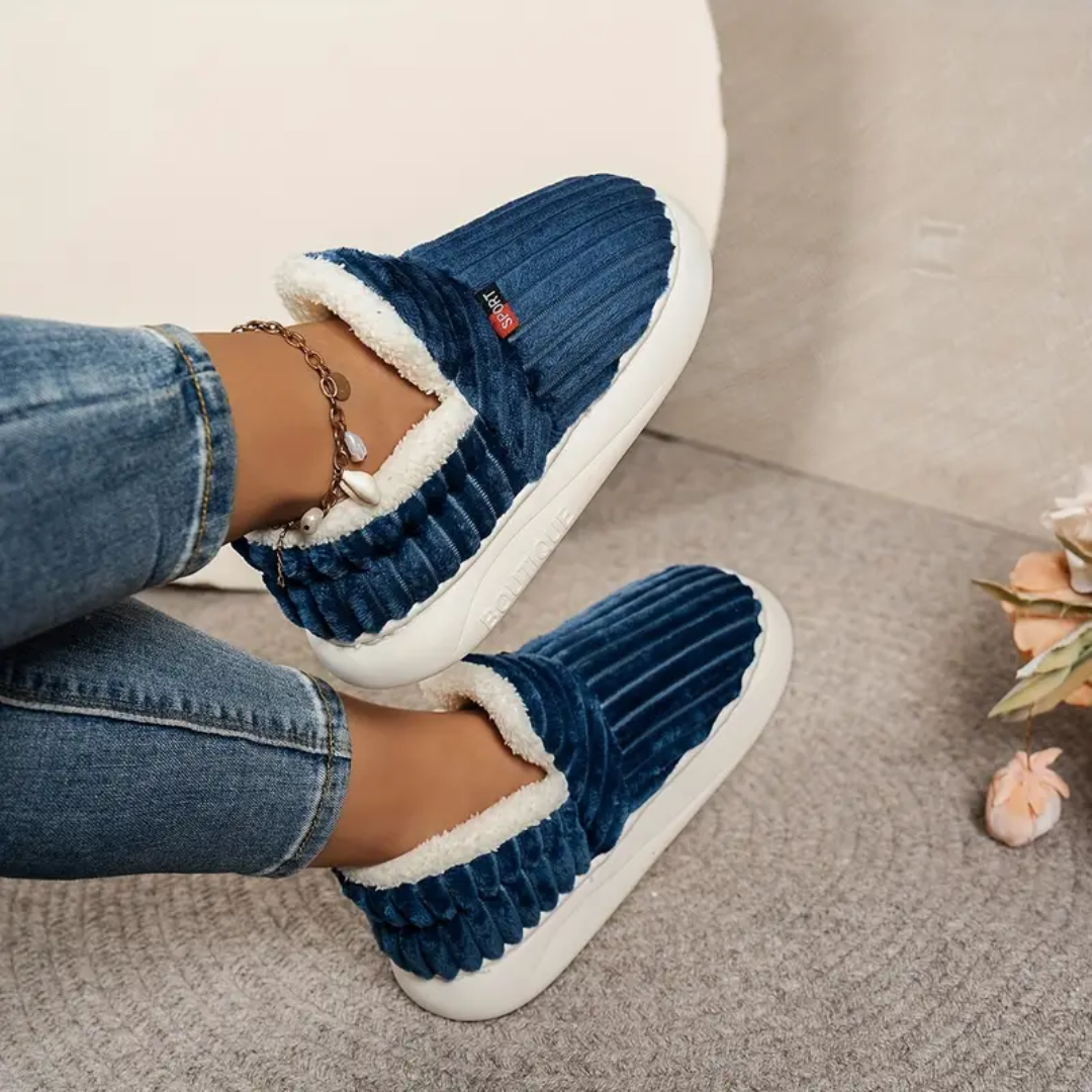Fleece Lined Slippers for Women Memory Foam Sole Non Slip