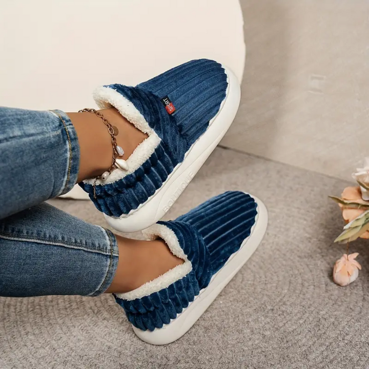 Fleece Lined Slippers for Women Memory Foam Sole Non Slip
