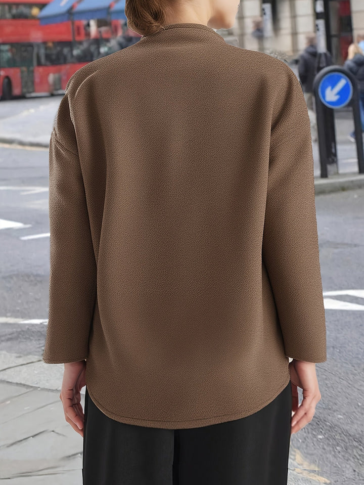 Camel Wool Pea Coat for Women - Oversized Double Breasted Winter Coat