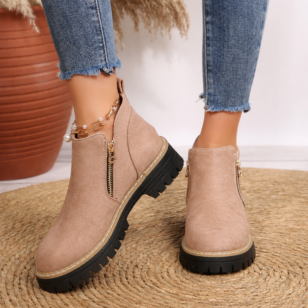 Comfort Ankle Boots for Women Side Zipper Cushioned Sole