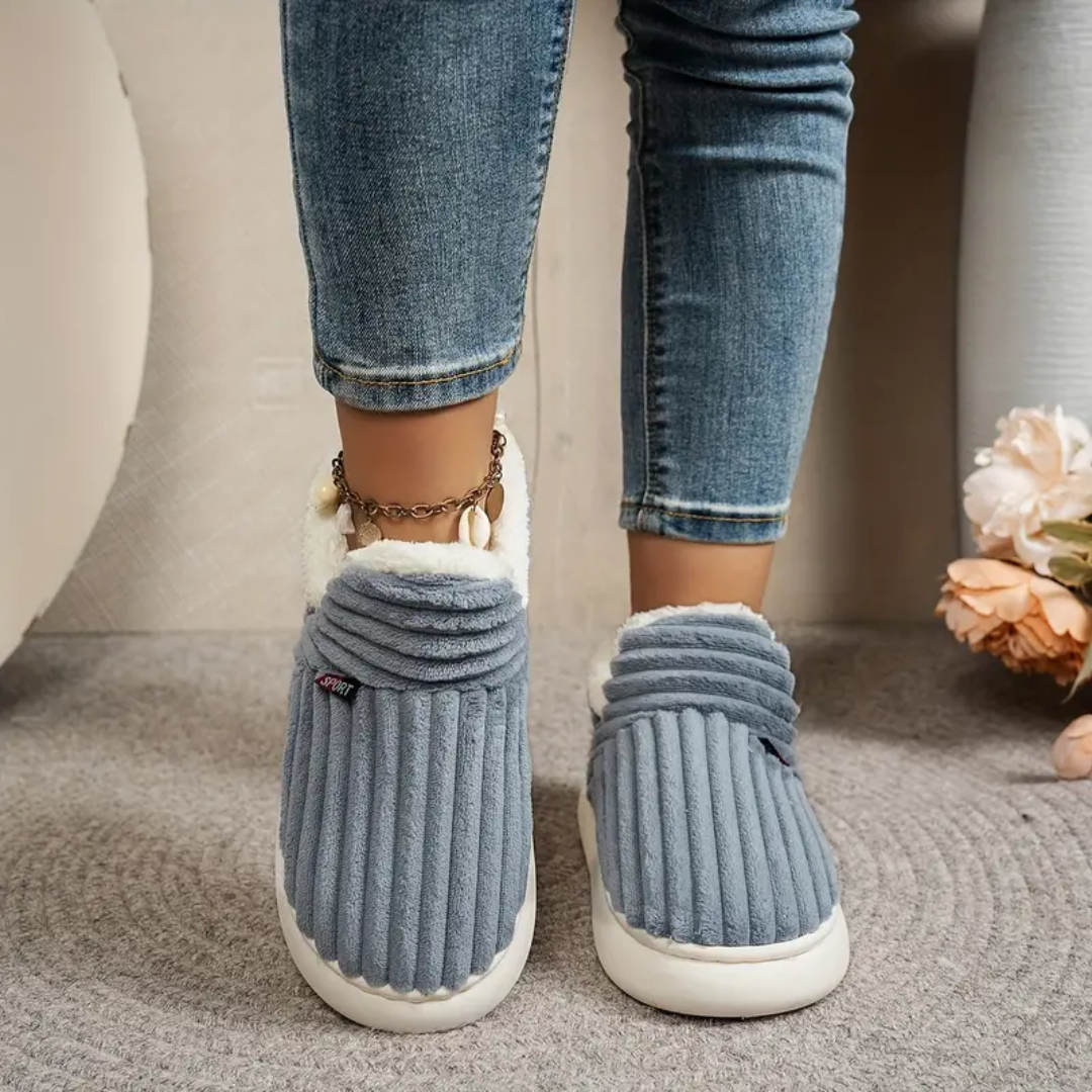 Fleece Lined Slippers for Women Memory Foam Sole Non Slip