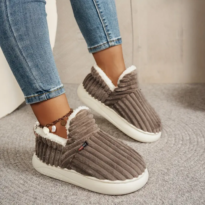 Fleece Lined Slippers for Women Memory Foam Sole Non Slip