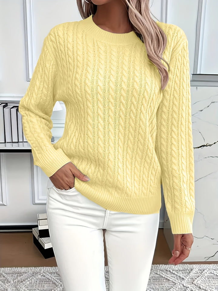 Cable Knit Sweater for Women - Yellow