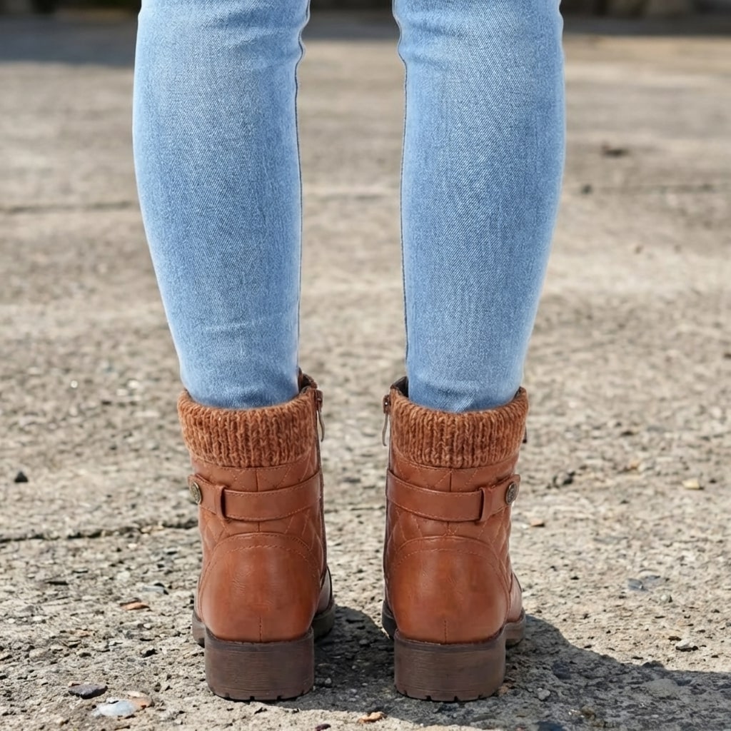 Women's low block heel leather ankle boots - view 4