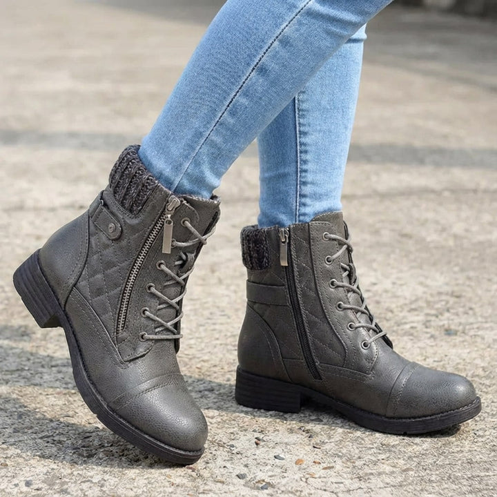 Women's low block heel leather ankle boots - view 5