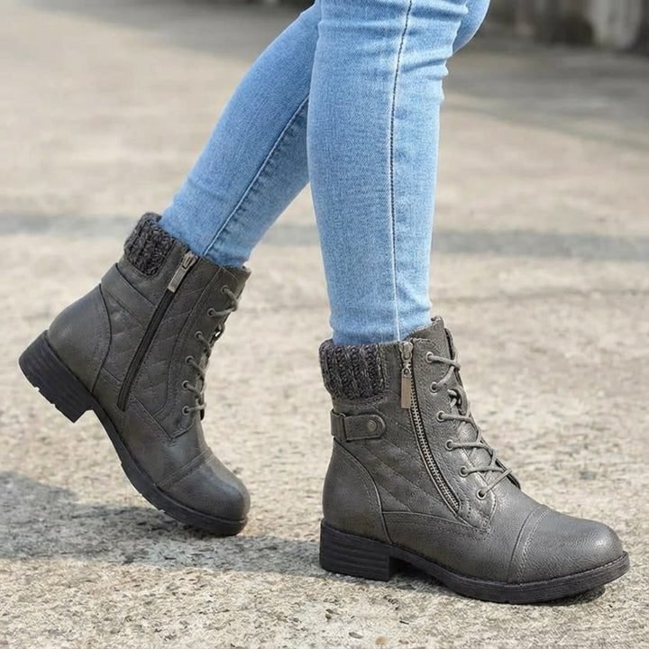 Women's low block heel leather ankle boots - view 6