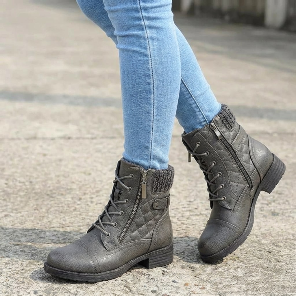 Women's low block heel leather ankle boots - view 7