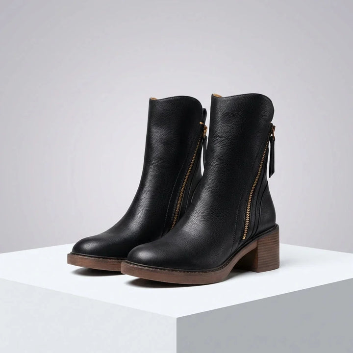 Women's leather side-zip ankle boots - view 1