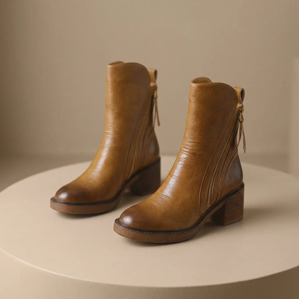 Women's leather side-zip ankle boots - view 2