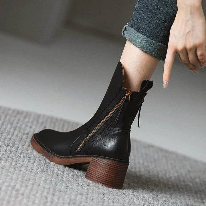 Women's leather side-zip ankle boots - view 3
