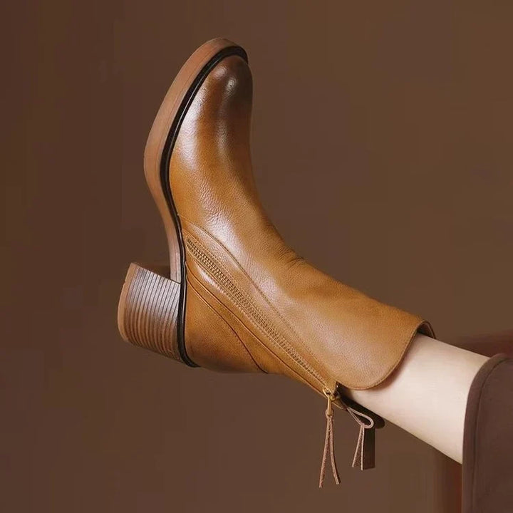 Women's leather side-zip ankle boots - view 4