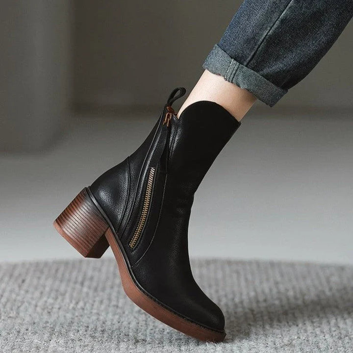 Women's leather side-zip ankle boots - view 5