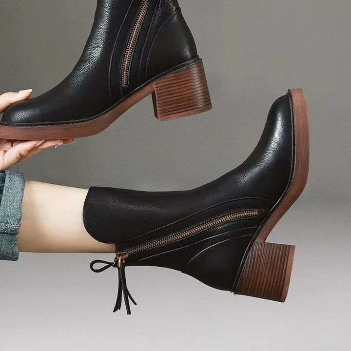 Women's leather side-zip ankle boots - view 6