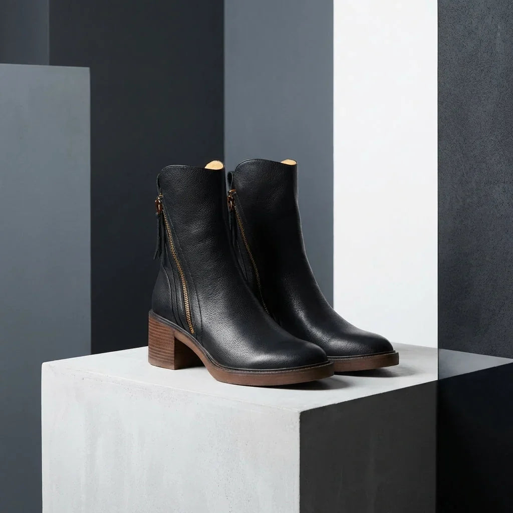 Women's leather side-zip ankle boots - view 9
